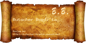 Butscher Bogáta névjegykártya